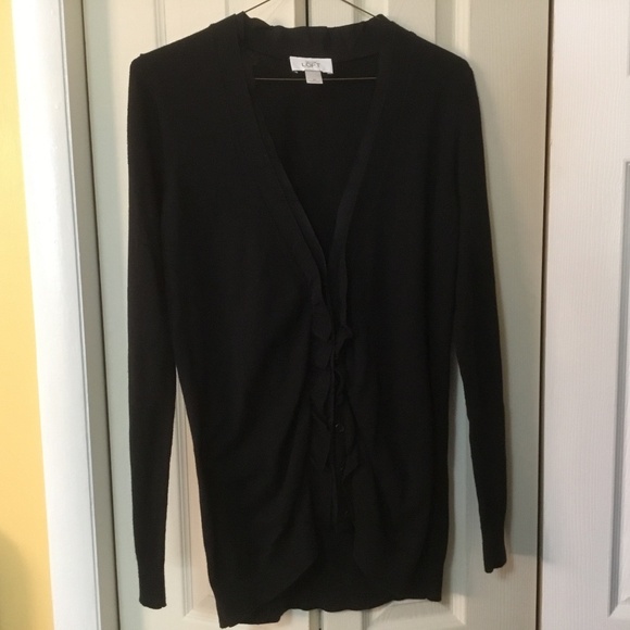 Ann Taylor LOFT Blouse Black (MED) Ruffles lined with buttons - Picture 4 of 4